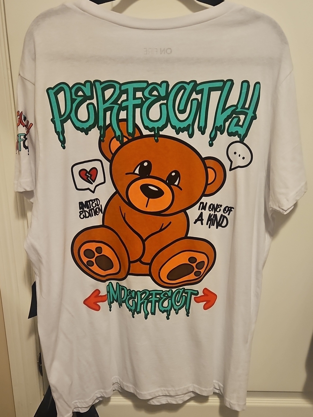 Graphic Tee Teddy Bear 'Perfectly Imperfect' Print Sz 2x NWT